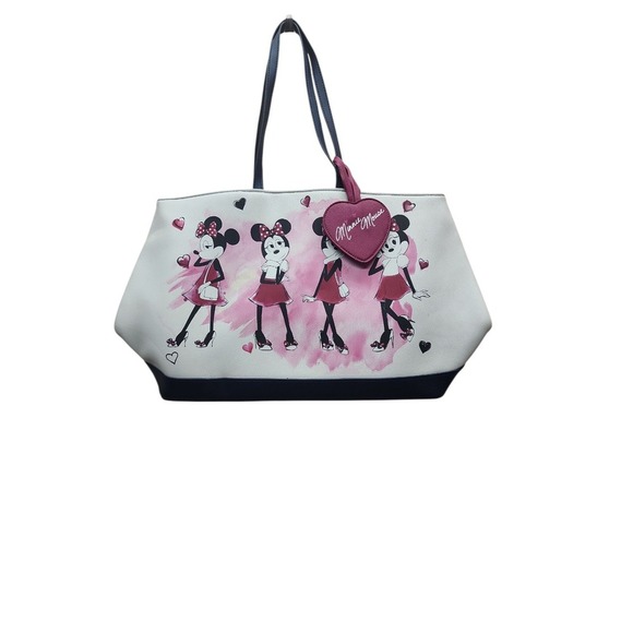 Disney Parks Minnie Mouse Pink Heart Satchel Tote Bag Purse Modern - Picture 1 of 5